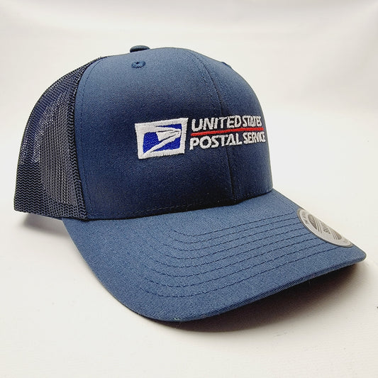 Post Office Postal Embroidered Curved Bill Mesh Snapback Cap Hat Navy Blue