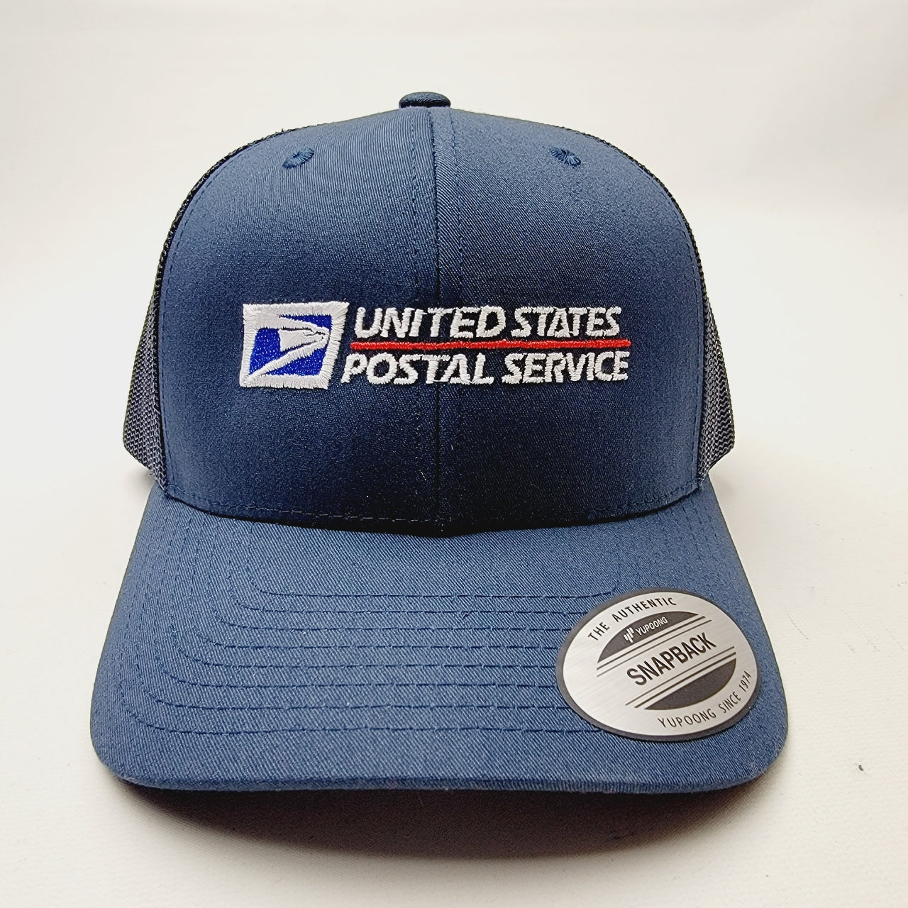 Post Office Postal Embroidered Curved Bill Mesh Snapback Cap Hat Navy Blue
