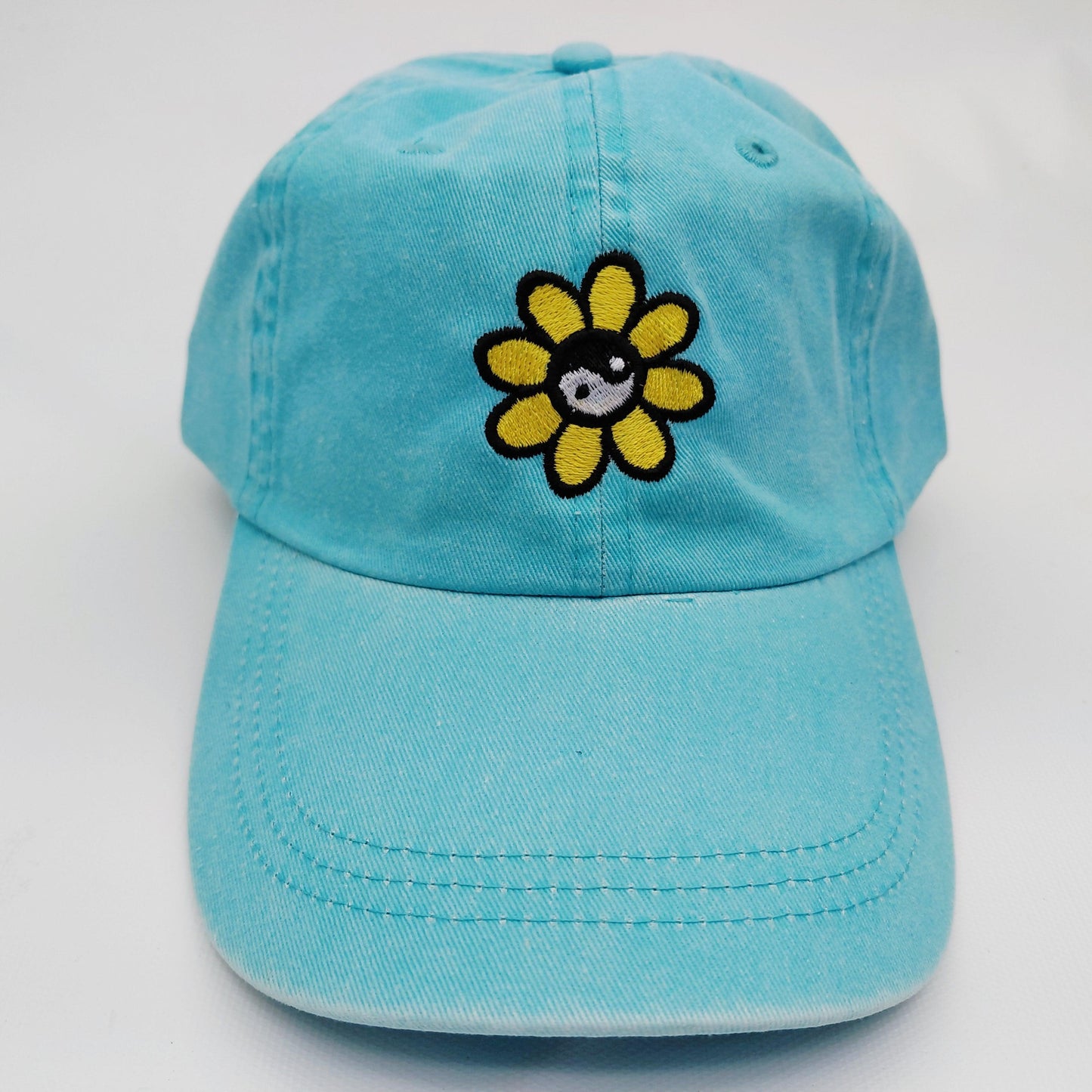 Yin Yang Flower Embroidered Adjustable Cotton Baseball Cap Hat