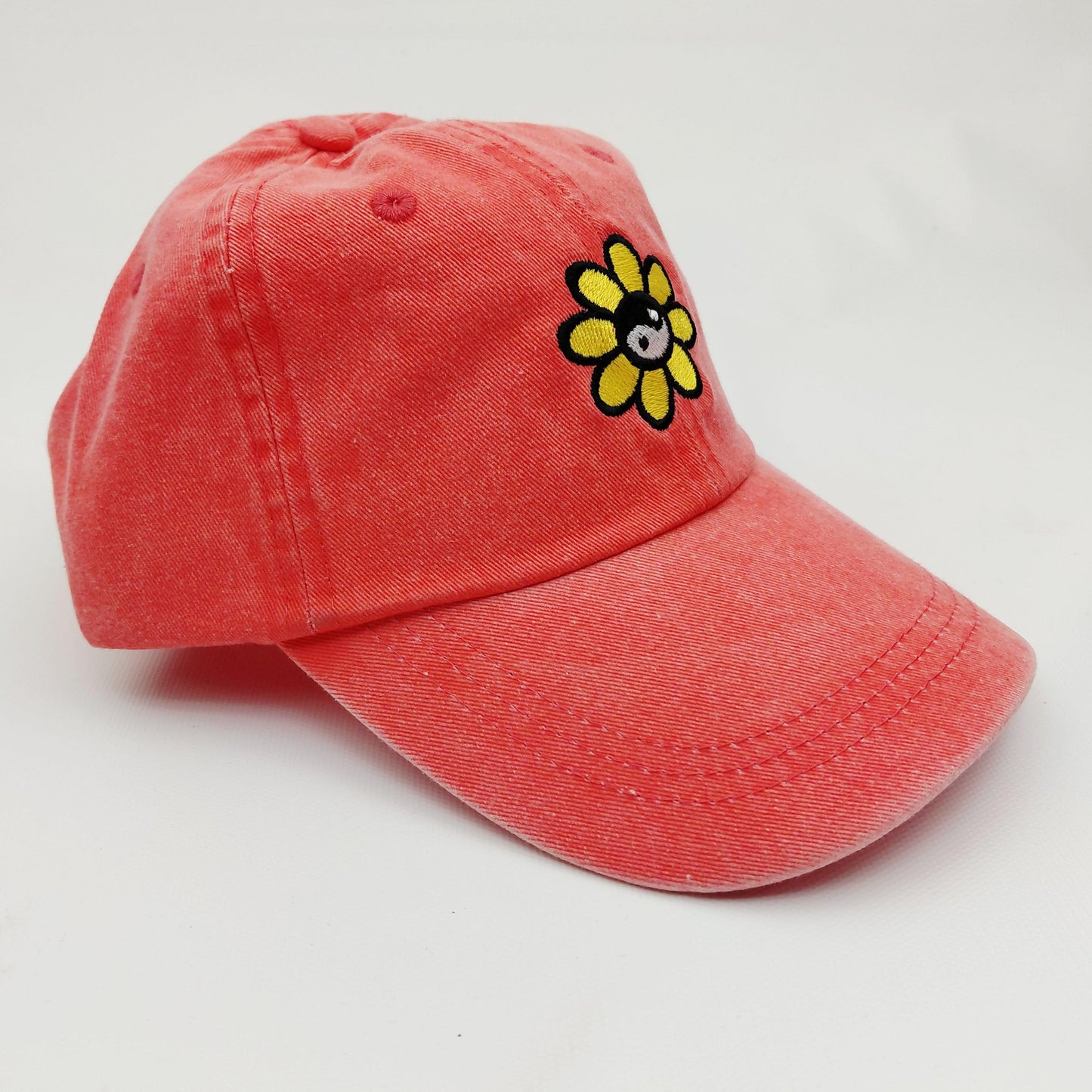 Yin Yang Flower Embroidered Adjustable Cotton Baseball Cap Hat