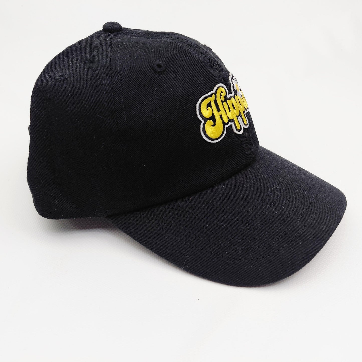 Hippie Women's Hat Cap Relaxed Cotton Black Embroidered Patch