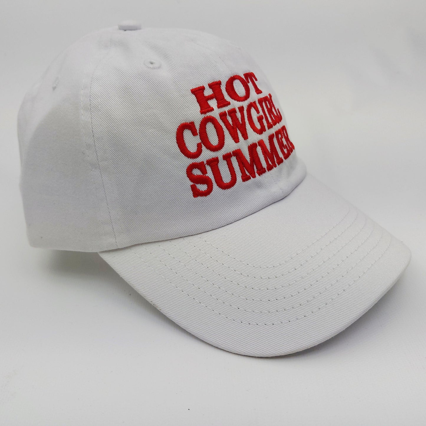 Hot Cowgirl Summer Hat Cap Relaxed Cotton White Embroidered