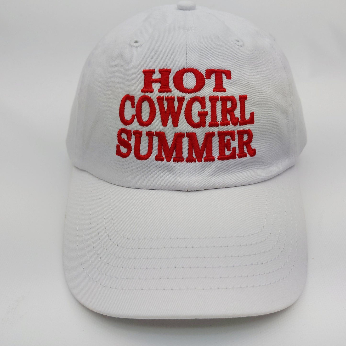 Hot Cowgirl Summer Hat Cap Relaxed Cotton White Embroidered