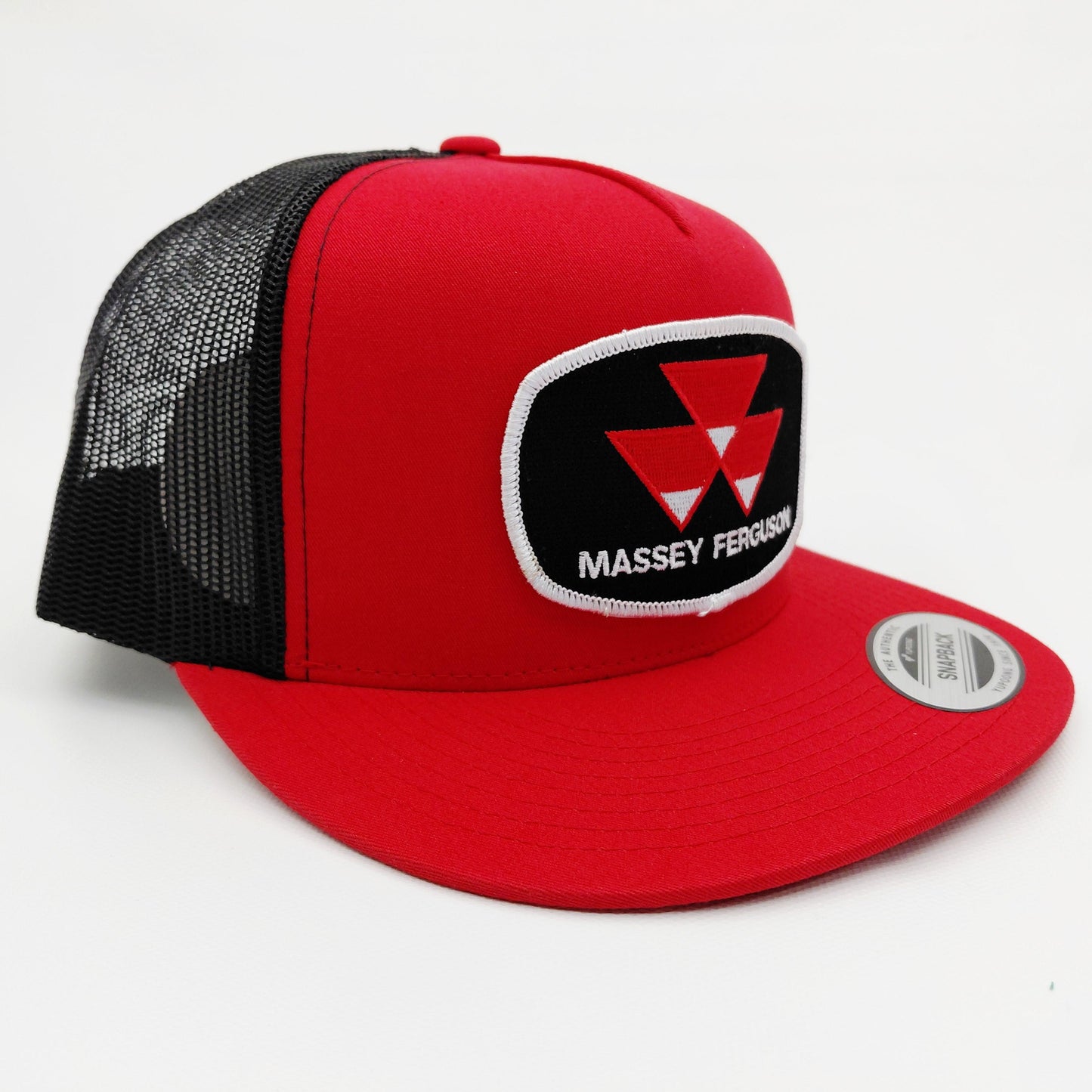Massey Ferguson Embroidered Patch Flat Bill Trucker Mesh Snapback Cap Hat