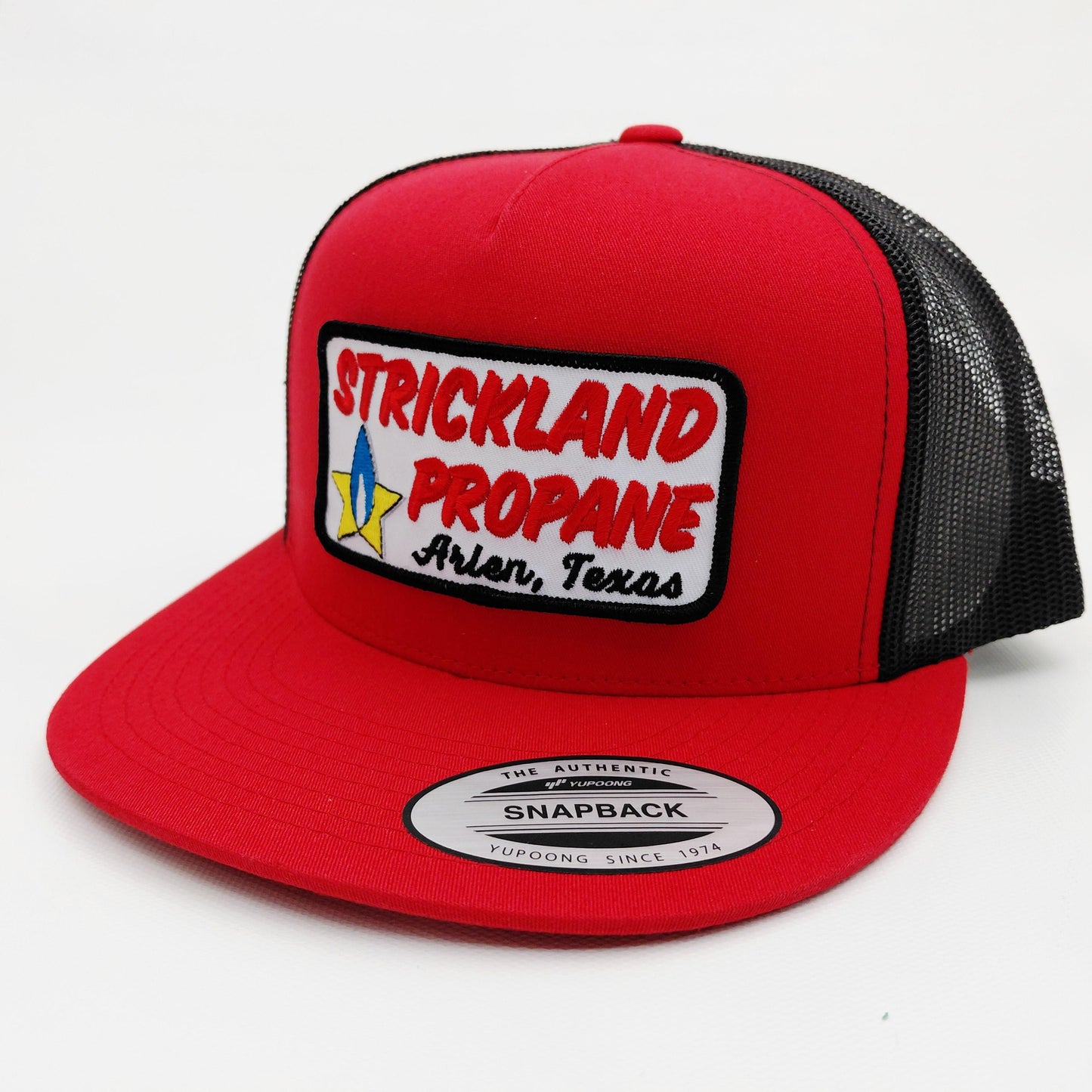 Strickland Propane Embroidered Patch Flat Bill Trucker Mesh Snapback Cap Hat