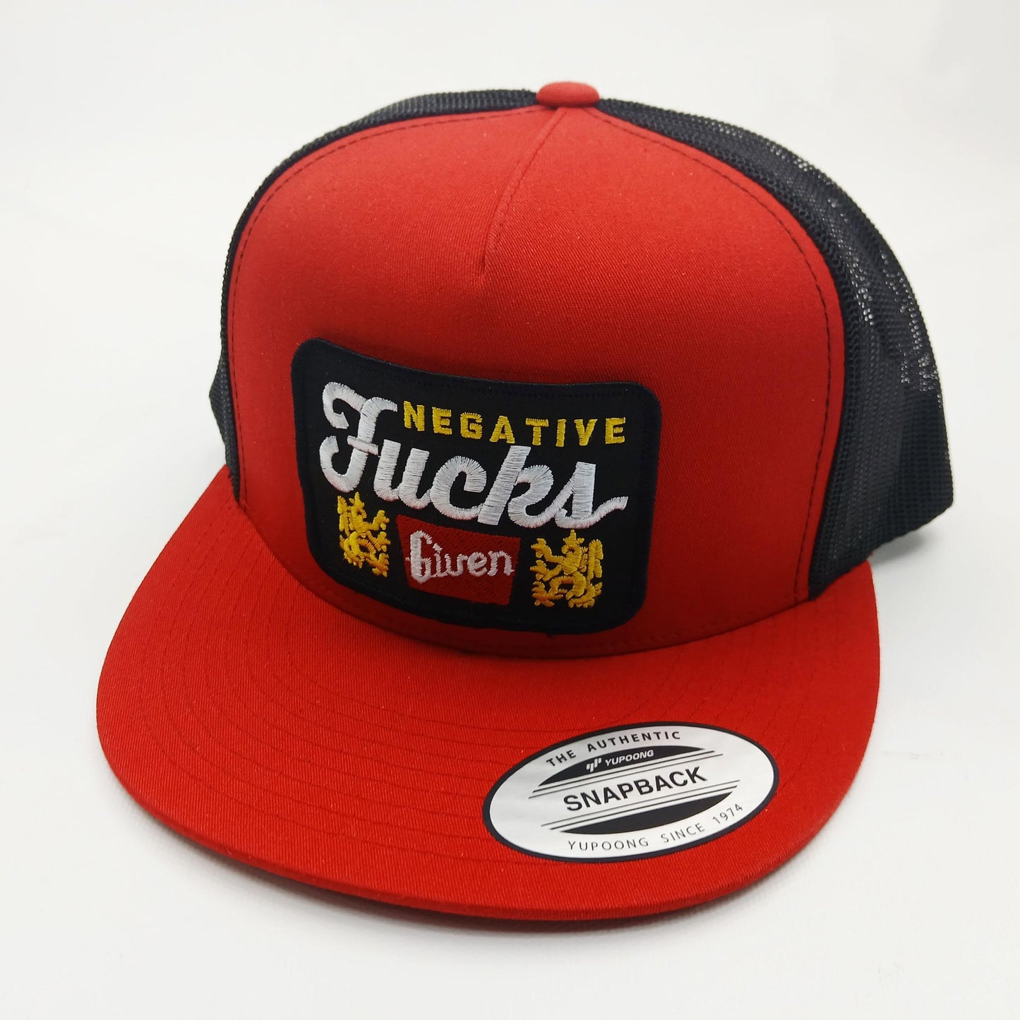 Negative F's Given Embroidered Patch Flat Bill Trucker Mesh Snapback Cap Hat