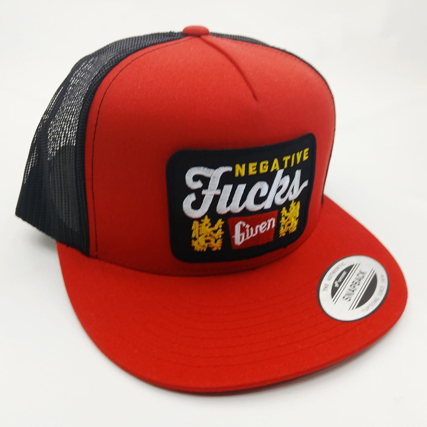 Negative F's Given Embroidered Patch Flat Bill Trucker Mesh Snapback Cap Hat