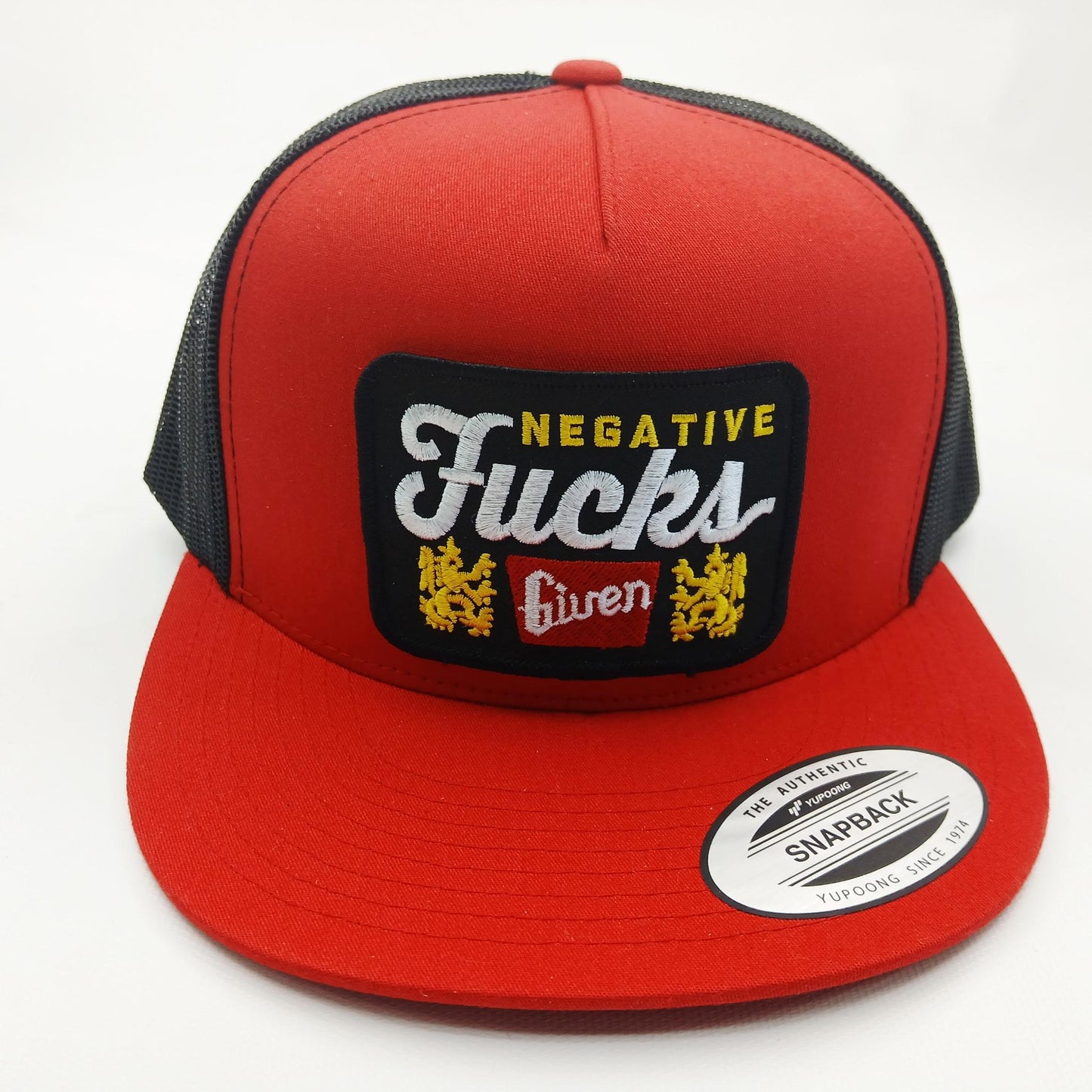 Negative F's Given Embroidered Patch Flat Bill Trucker Mesh Snapback Cap Hat
