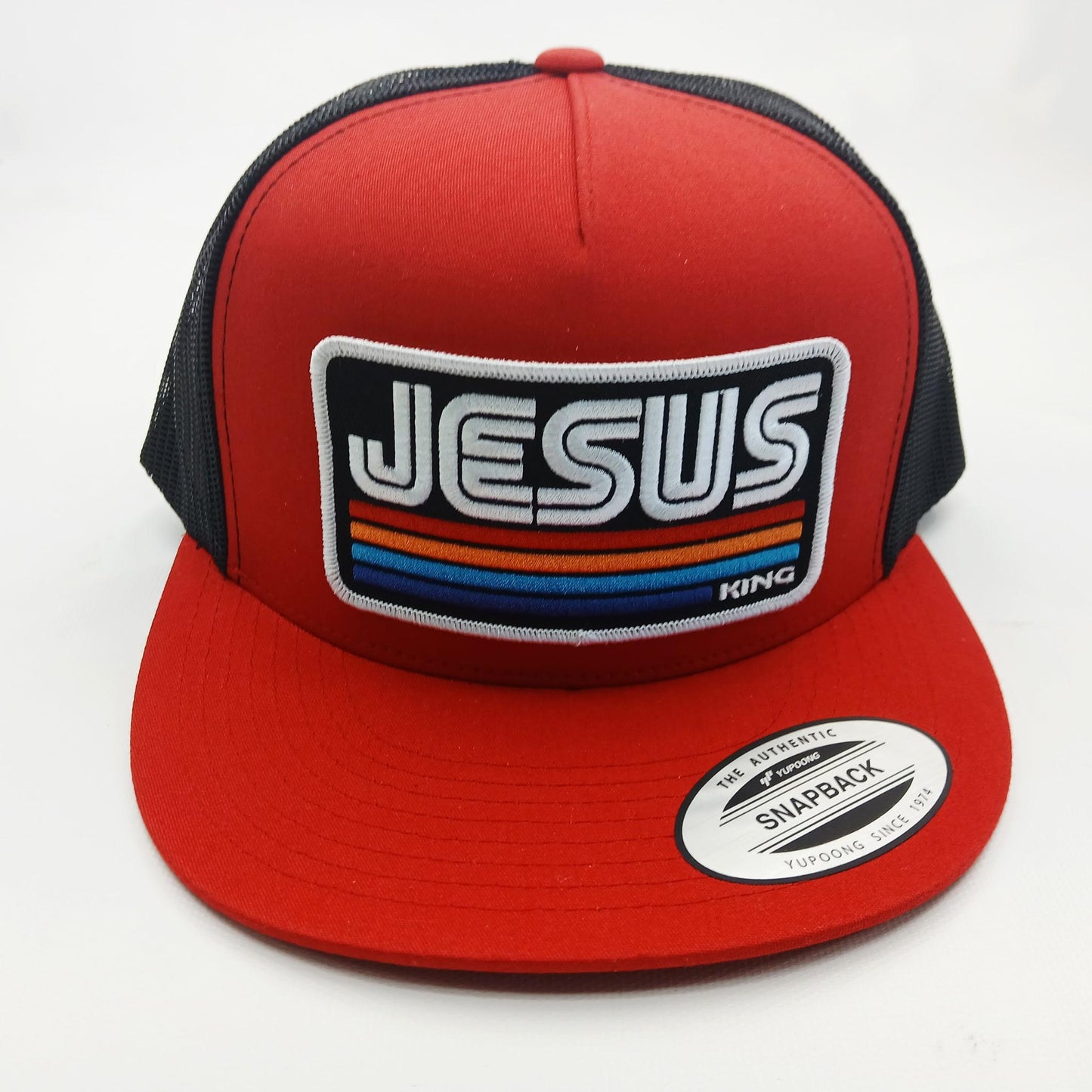 Jesus Christ Embroidered Patch Flat Bill Trucker Mesh Snapback Cap Hat