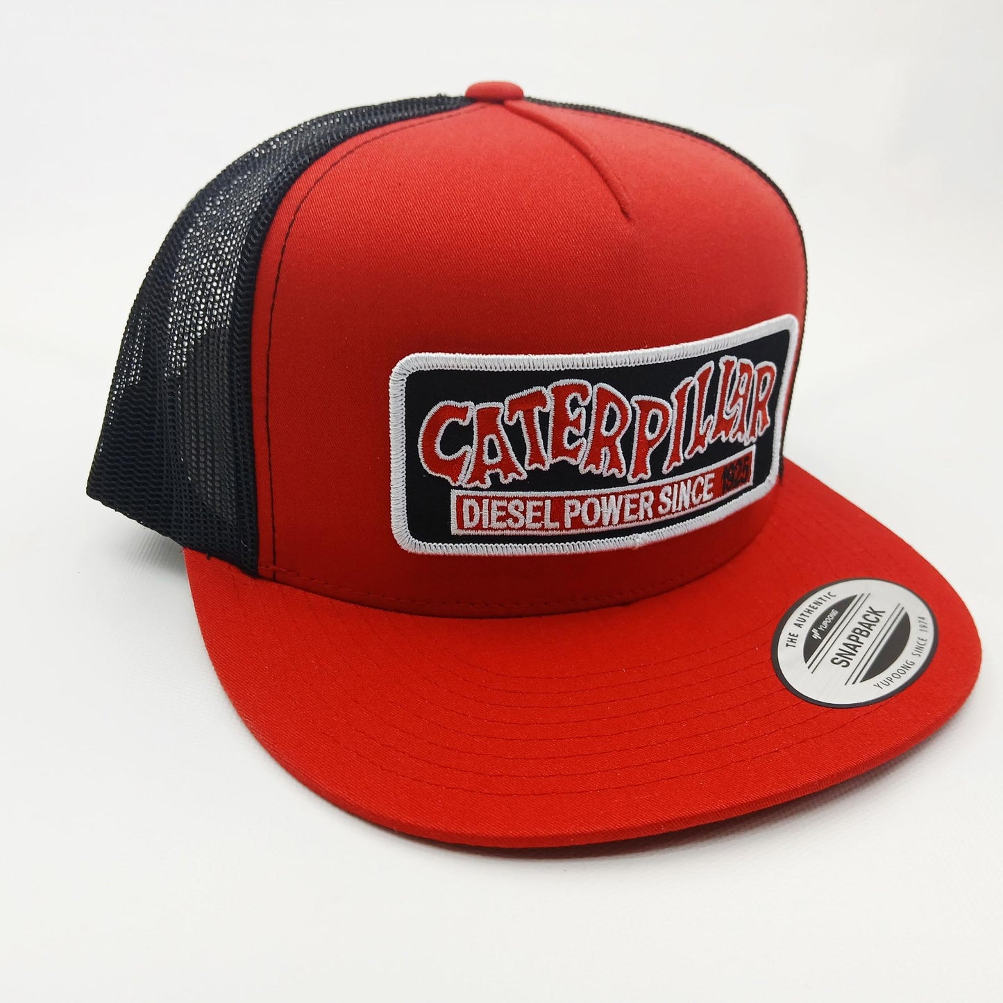 Caterpillar Diesel Hat Embroidered Patch Black Mesh Snapback Low Profile Cap