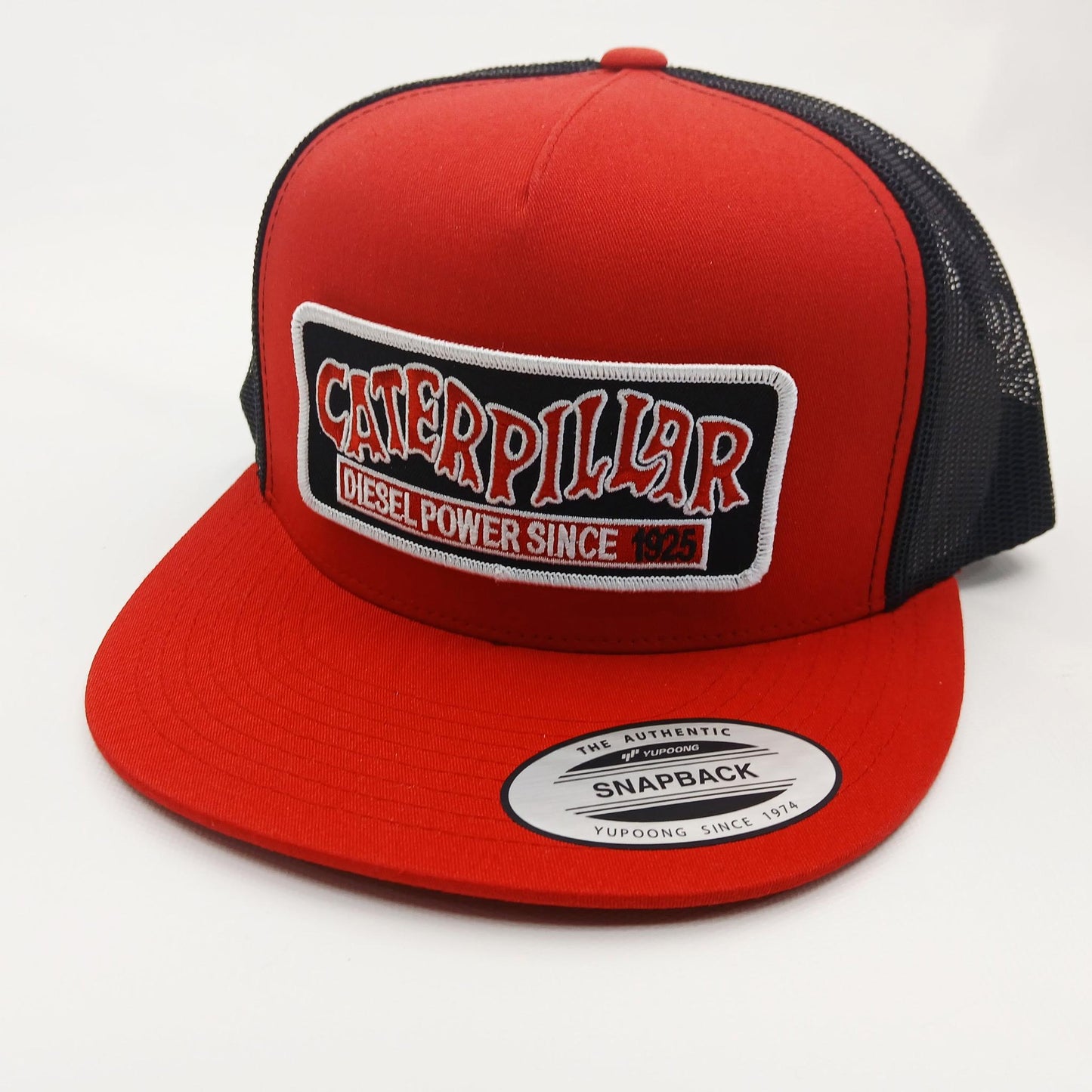 Caterpillar Diesel Hat Embroidered Patch Black Mesh Snapback Low Profile Cap