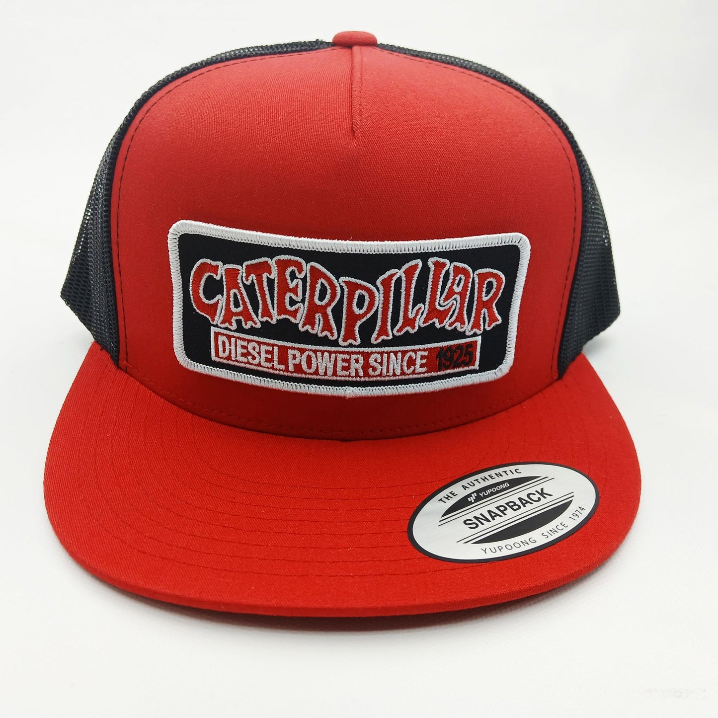 Caterpillar Diesel Hat Embroidered Patch Black Mesh Snapback Low Profile Cap