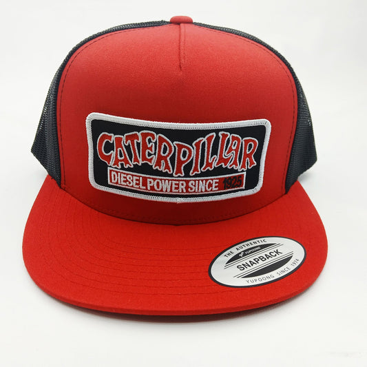 Caterpillar Diesel Hat Embroidered Patch Black Mesh Snapback Low Profile Cap