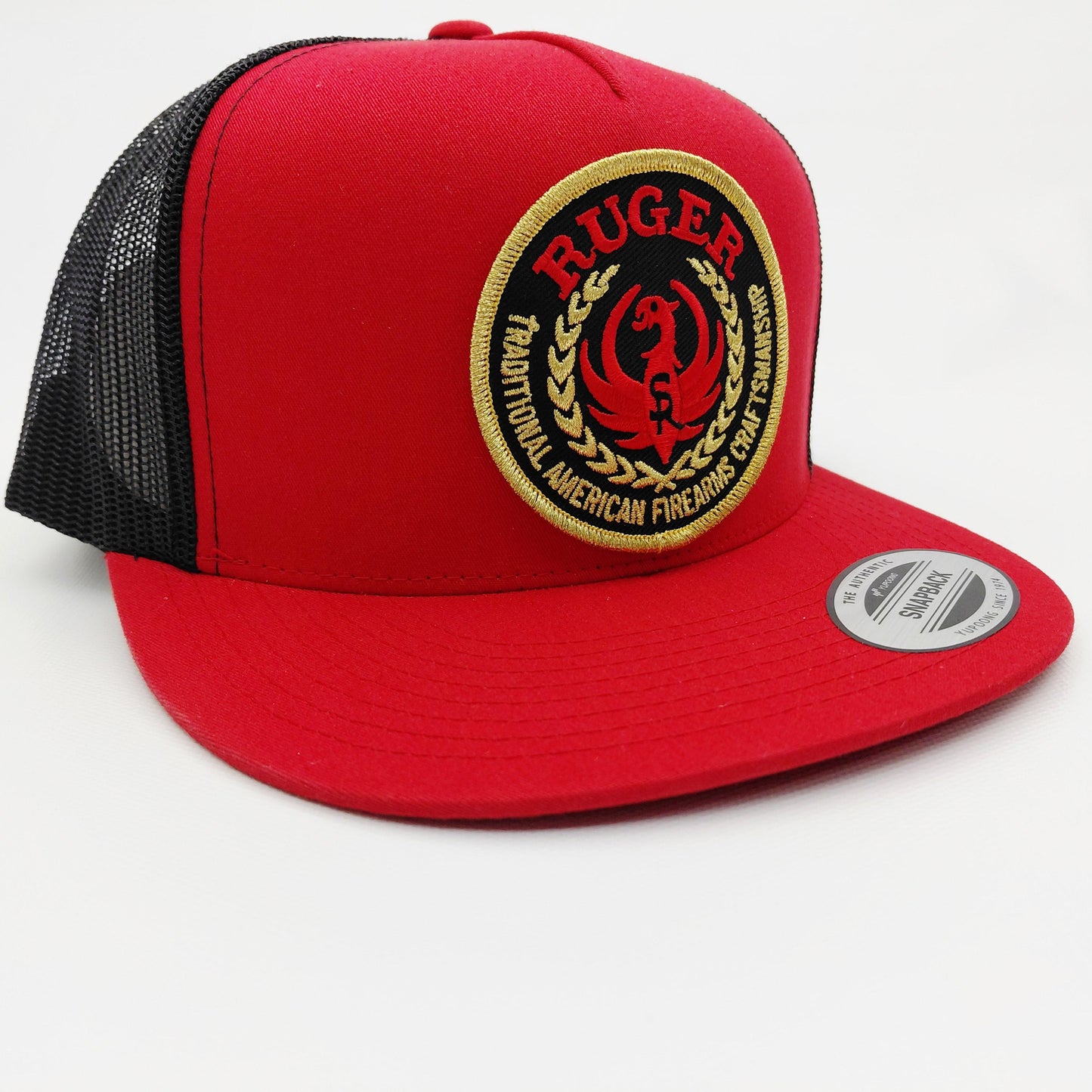 Ruger Embroidered Patch Flat Bill Trucker Mesh Snapback Cap Hat