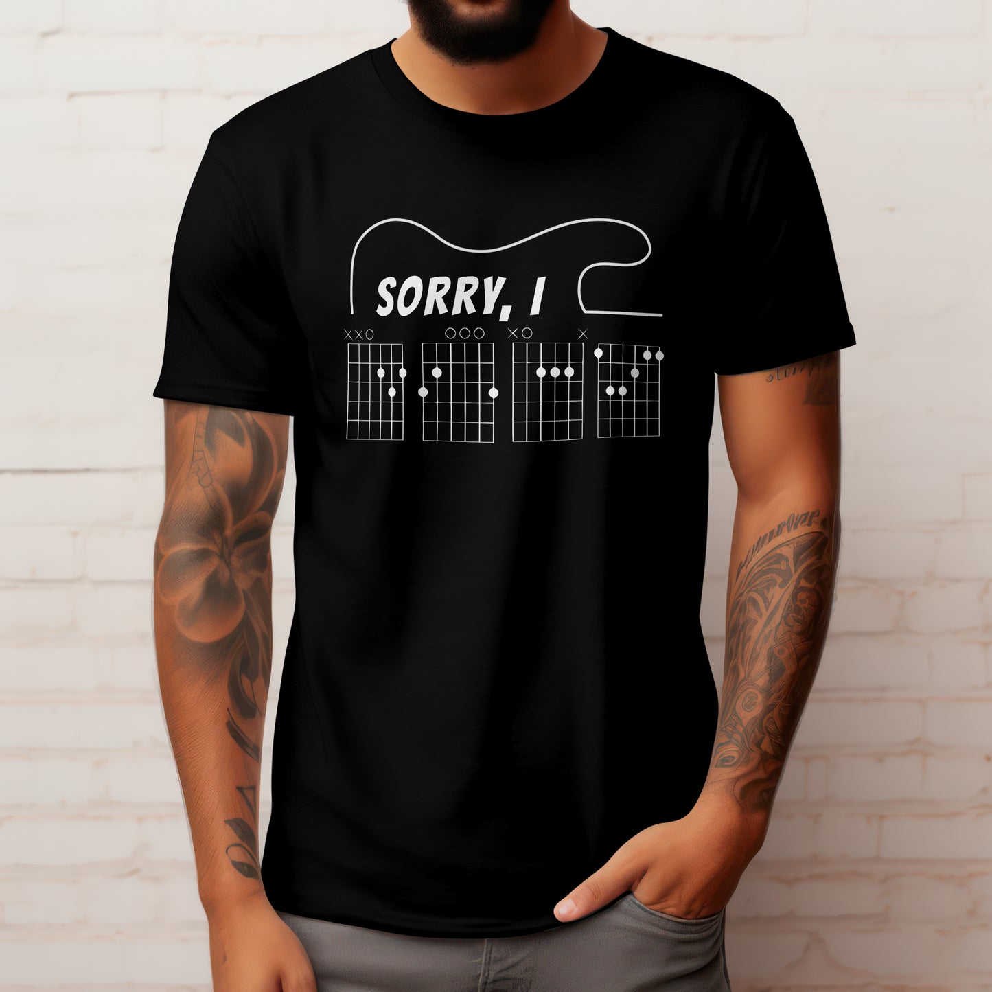 Sorry, I DGAF Guitar Players T-shirt Black Cotton