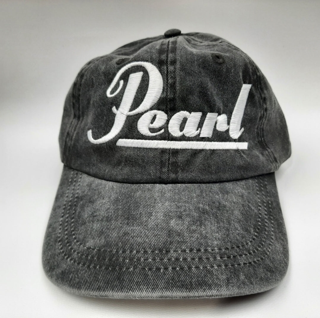 Pearl Embroidered Gray Washed Hat Cap Relaxed Cotton
