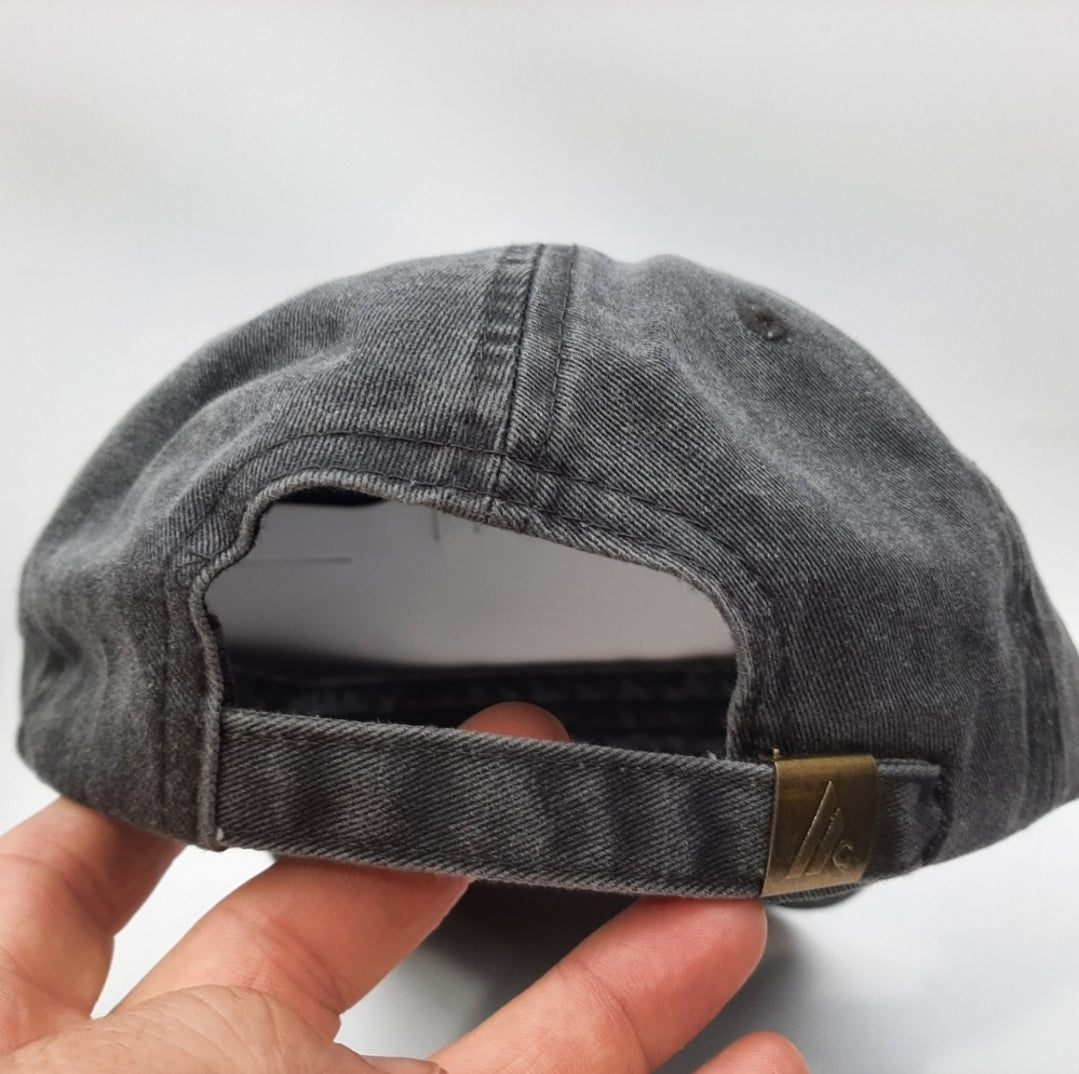 Pearl Embroidered Gray Washed Hat Cap Relaxed Cotton