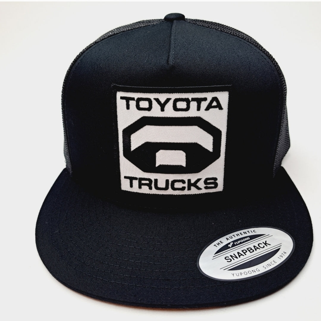 Toyota Trucks Embroidered Patch Flat Bill Trucker Mesh Snapback Cap Hat Black