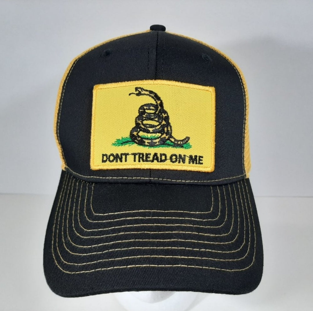 Don't Tread On Me Hat Cap Embroidered Patch Mesh Snapback Snake black Yellow