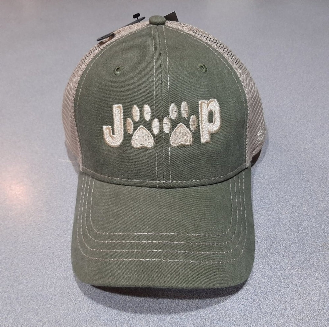 Jeep Paw Prints Relaxed Trucker Mesh Snapback Baseball Cap Hat Embroidered