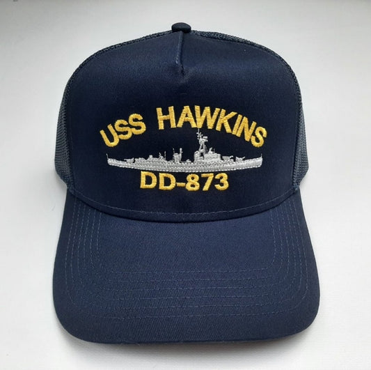 US NAVY USS Hawkins DD-873 Embroidered Hat Baseball Cap Adjustable Blue Mesh back