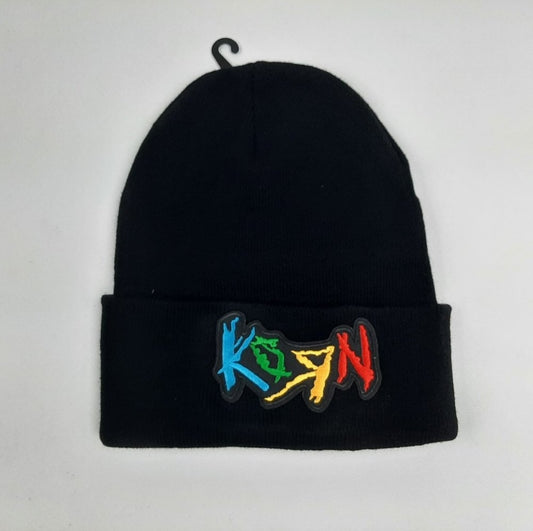 Korn Embroidered Patch Beanie Black