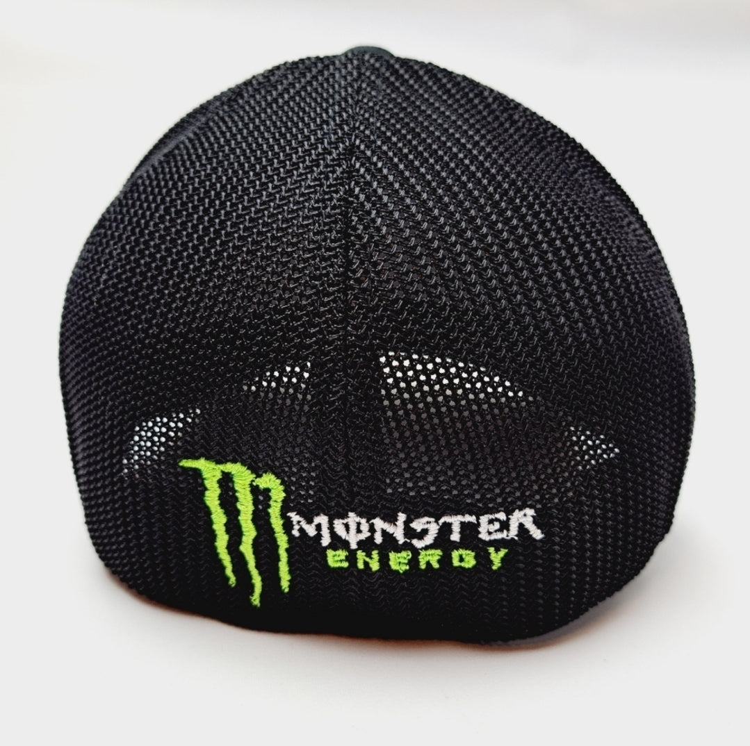Monster Energy Embroidered Mesh Flexfit Fitted Trucker Black One Size Fits Most