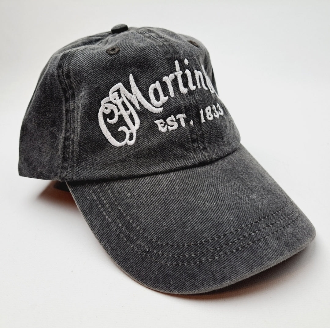 Martin Guitar Co. C F Martin & Co Relaxed Dad Hat Cap Gray Washed Cotton Embroidered Strapback