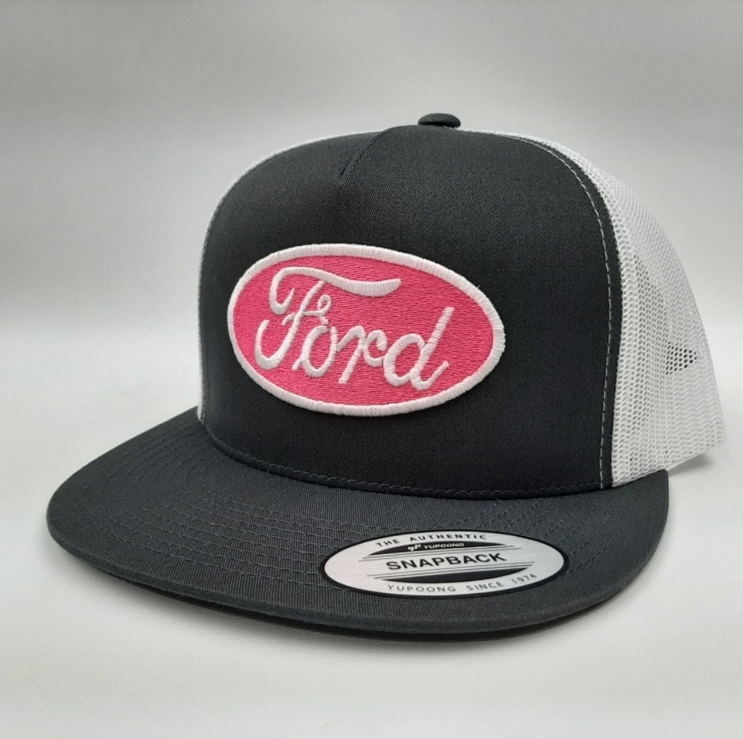 Ford Embroidered Patch Cap Flat Bill Mesh Snapback Hat
