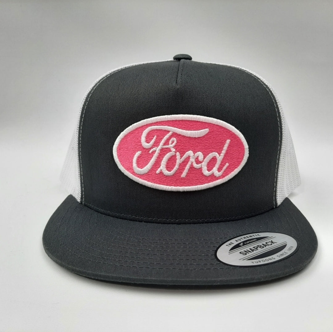 Ford Embroidered Patch Cap Flat Bill Mesh Snapback Hat