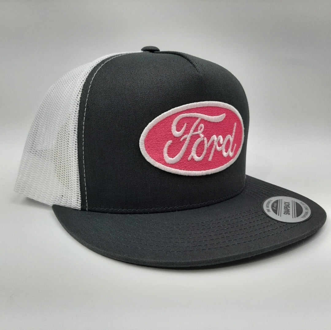 Ford Embroidered Patch Cap Flat Bill Mesh Snapback Hat