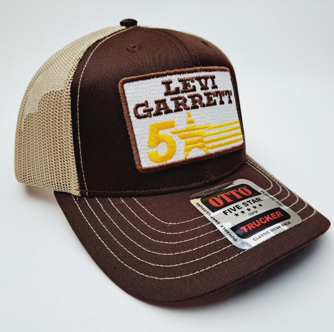 Levi Garrett Embroidered Patch Trucker Mesh Snapback Cap Hat Brown & Tan