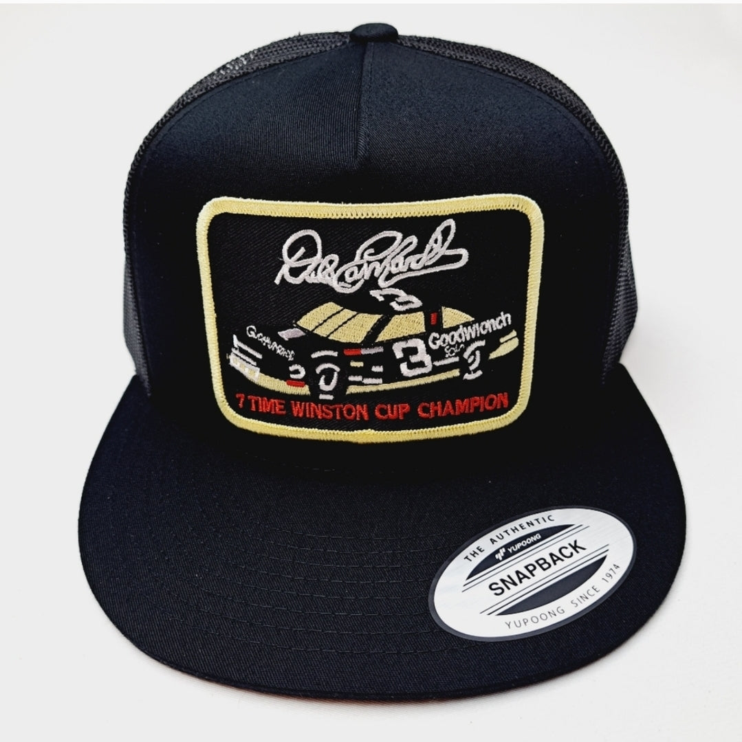 Dale Earnhardt #3 Embroidered Patch Flat Bill Mesh Snapback Cap Hat Black Yupoong