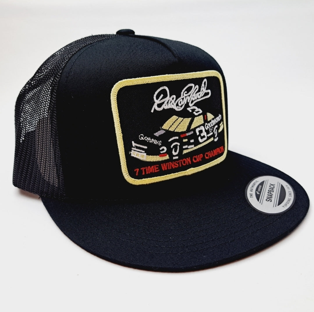 Dale Earnhardt #3 Embroidered Patch Flat Bill Mesh Snapback Cap Hat Black Yupoong