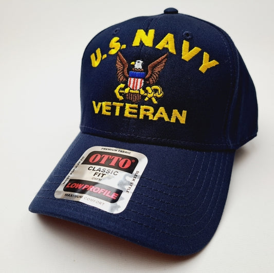 U.S. Navy Veteran Embroidered Baseball Cap Hat Navy Blue