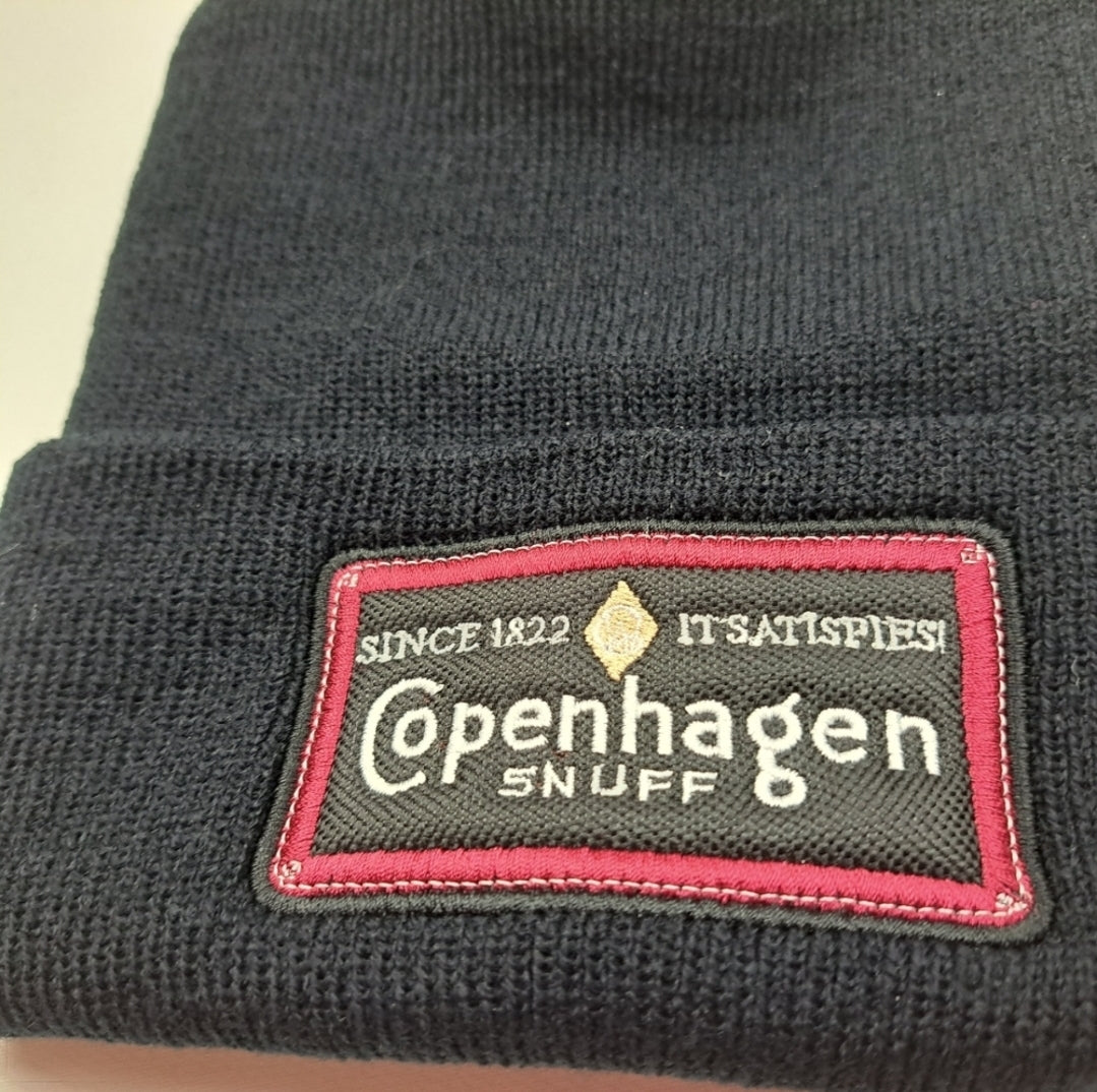 Copenhagen Embroidered Patch Beanie Black Long Cuff
