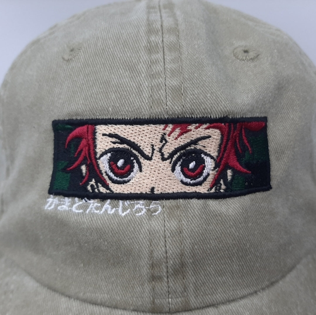 Demon Slayer Anime Hat Cap Relaxed Cotton Beige Tan Embroidered Adjustable