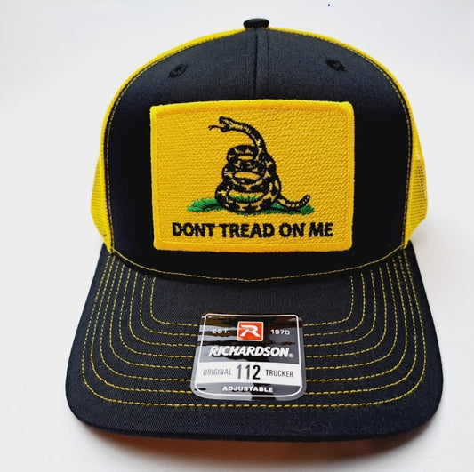 Richardson 112 Don't Tread On Me Hat Cap Embroidered Patch Mesh Snapback Snake black Yellow