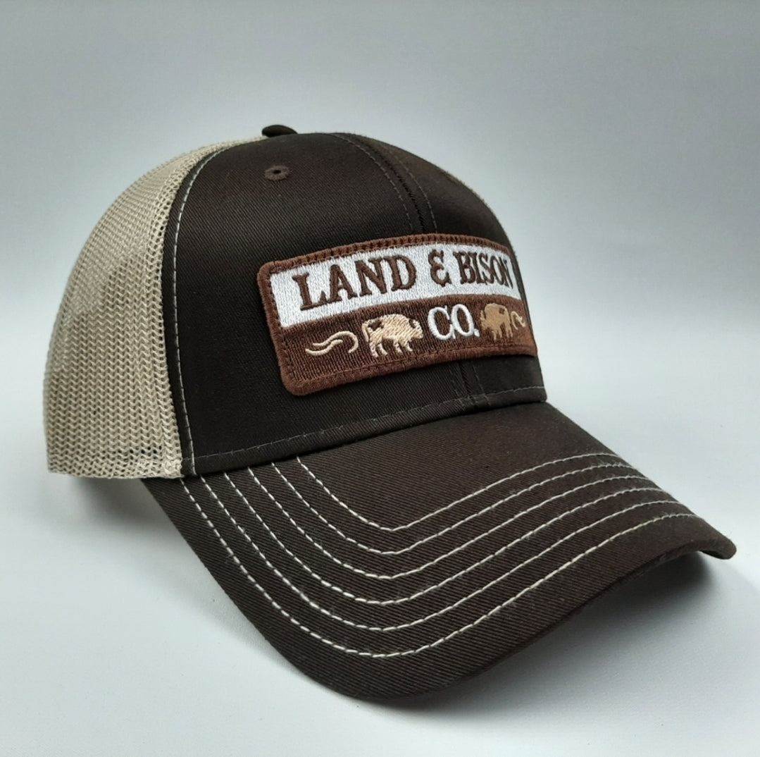 Land & Bison Embroidered Patch Trucker Mesh Snapback Brown