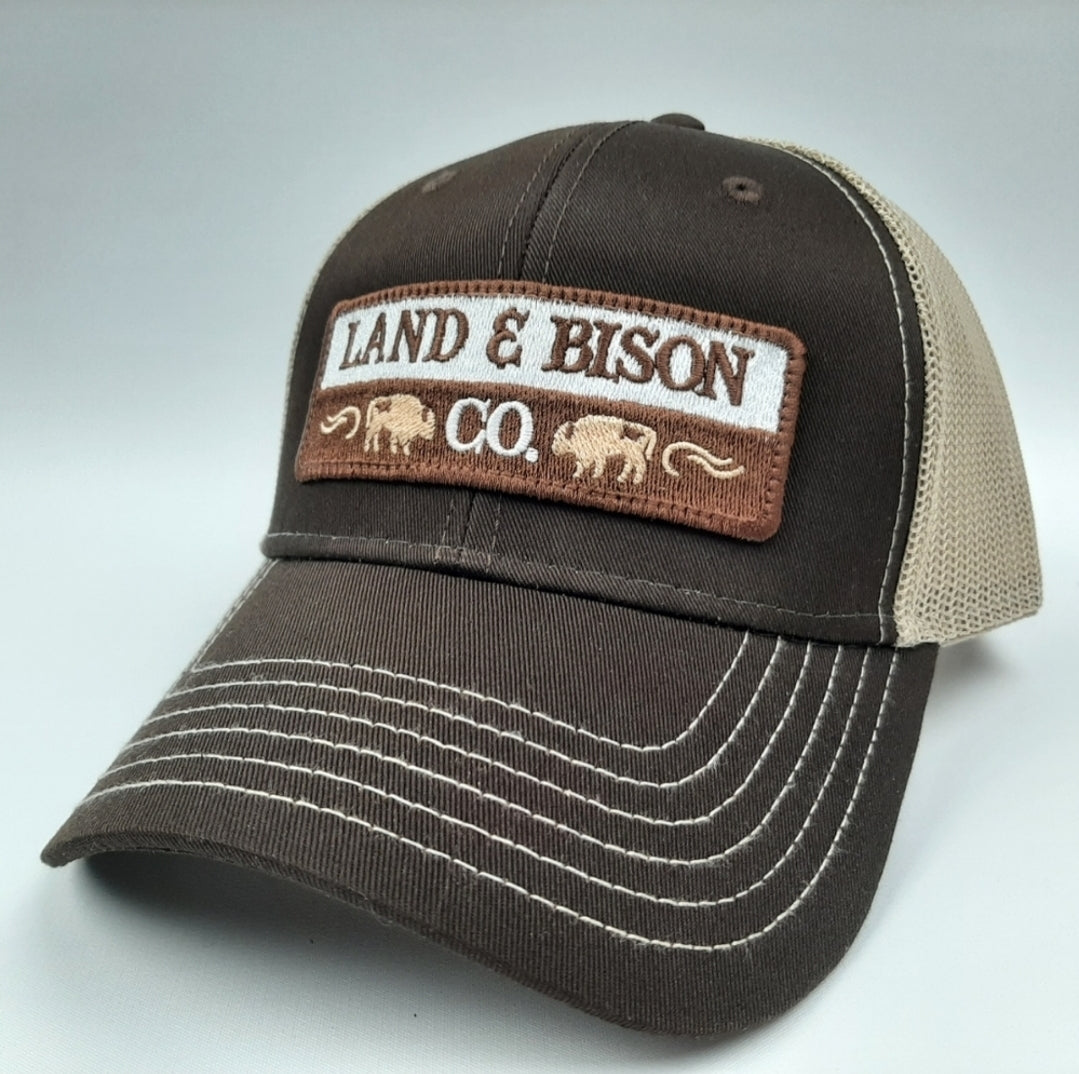 Land & Bison Embroidered Patch Trucker Mesh Snapback Brown