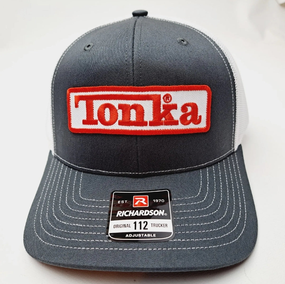 Tonka Richardson 112 Embroidered Patch Curved Bill Snapback Mesh Hat Cap Gray & White