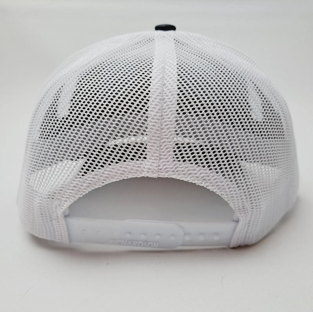 Tonka Richardson 112 Embroidered Patch Curved Bill Snapback Mesh Hat Cap Gray & White