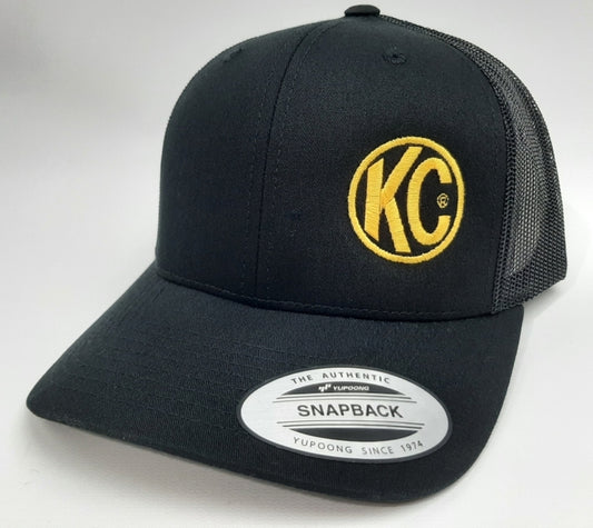 KC Lights curved bill embroidered mesh snapback cap hat black