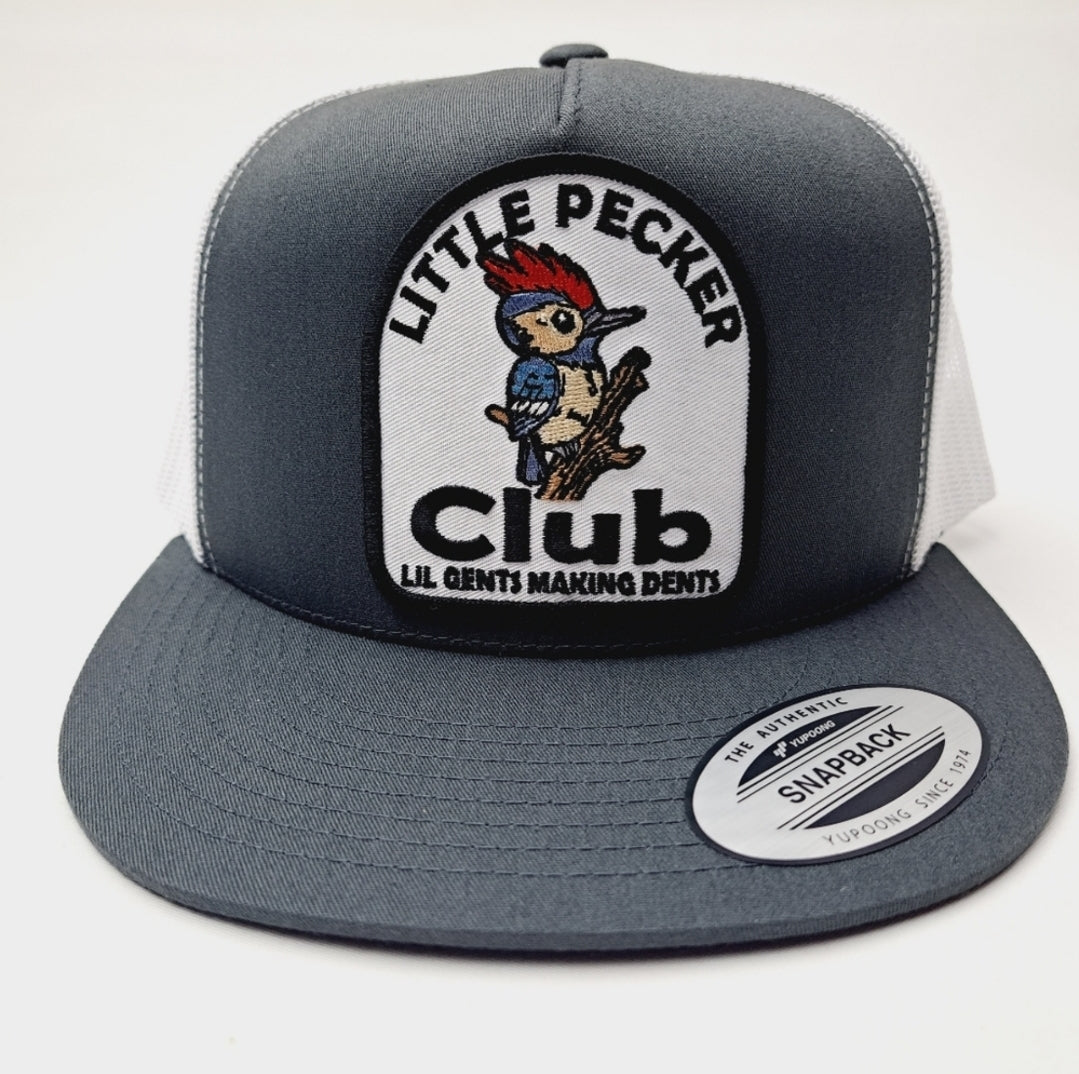 Little Pecker Club Flat Bill Mesh Snapback Black Cap Hat Embroidered Patch