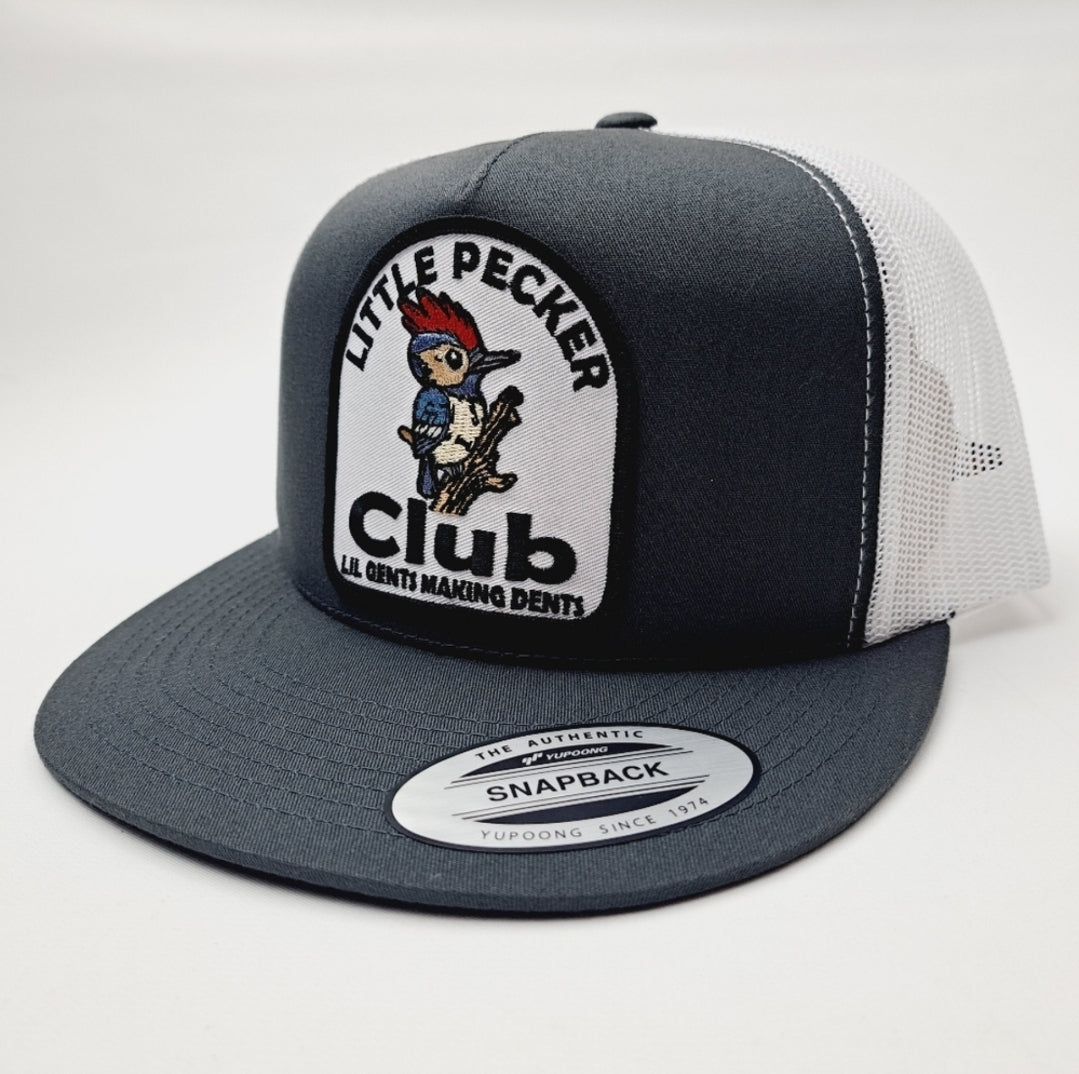 Little Pecker Club Flat Bill Mesh Snapback Black Cap Hat Embroidered Patch