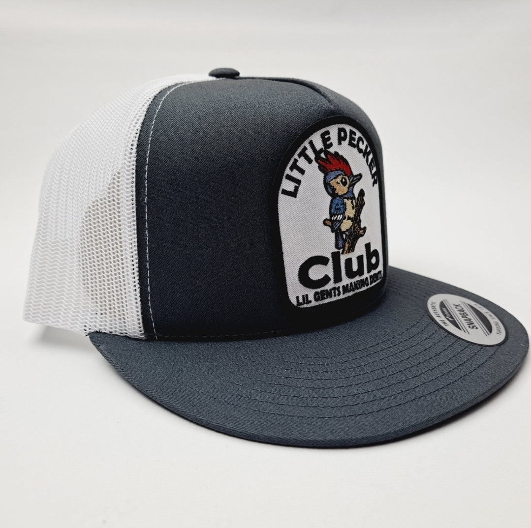 Little Pecker Club Flat Bill Mesh Snapback Black Cap Hat Embroidered Patch