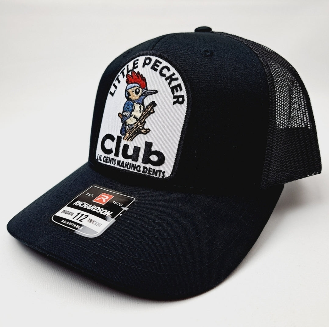 Little Pecker Club Richardson 112 Mesh Snapback Black Cap Hat Embroidered Patch