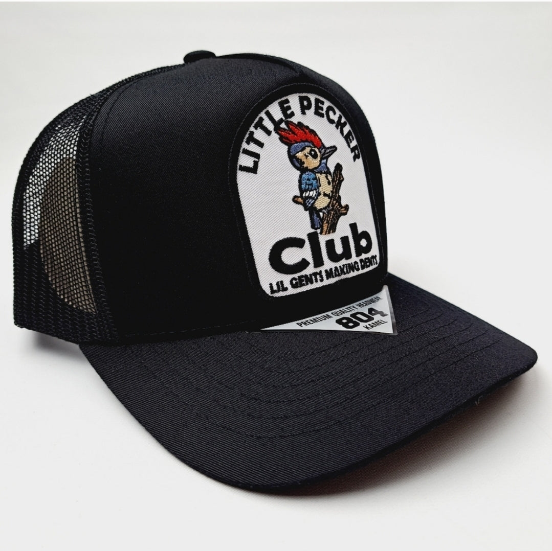 Little Pecker Club Mid-profile Mesh Snapback Black Cap Hat Embroidered Patch