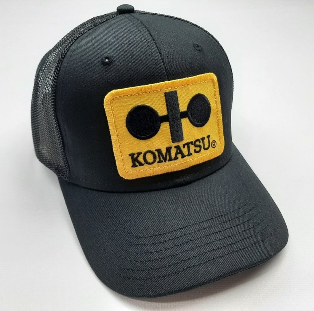 Komatsu Embroidered Patch Trucker Low Profile Snapback Mesh Black