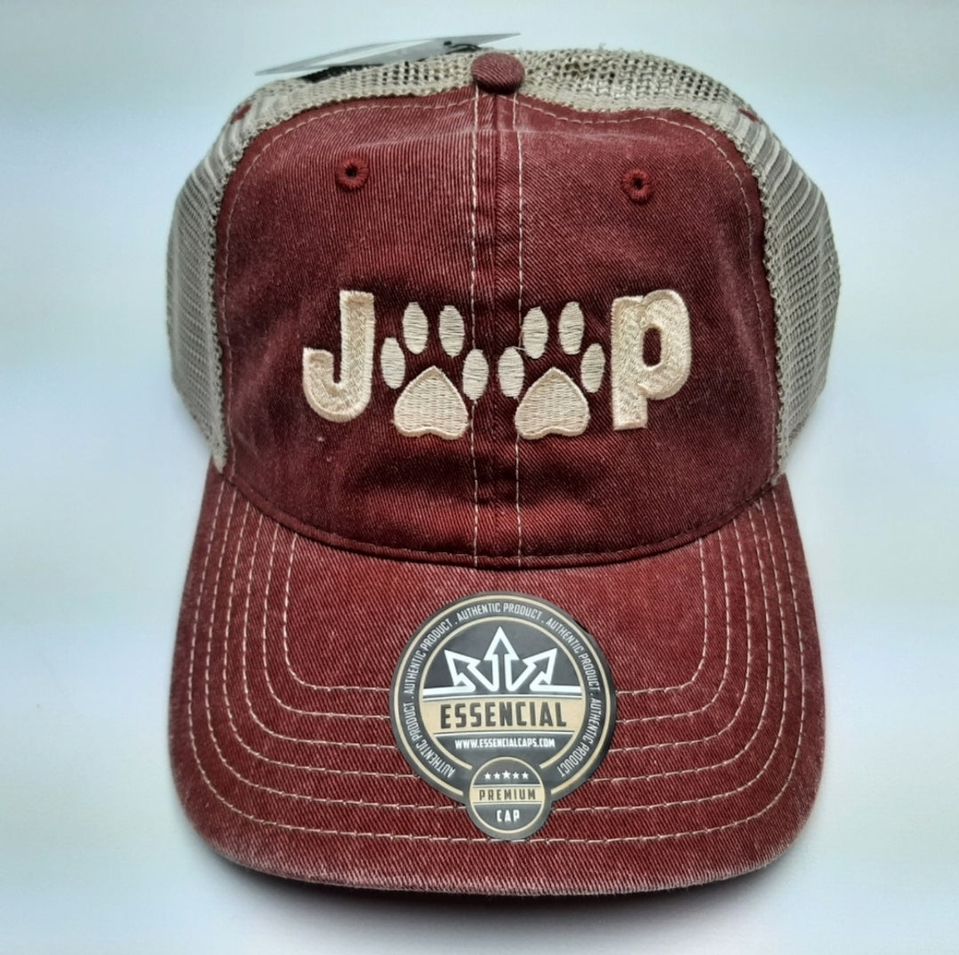 Jeep Paw Prints Relaxed Trucker Mesh Snapback Baseball Cap Hat Embroidered